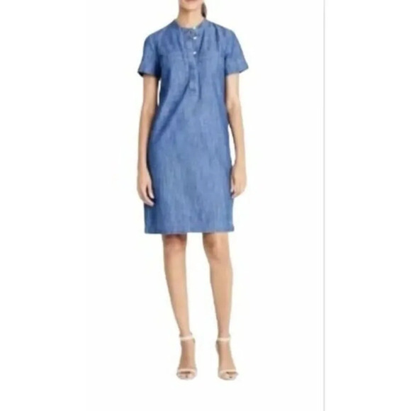 J. Crew Blue Chambray Short Sleeve Denim Dress XXS - Picture 1 of 4